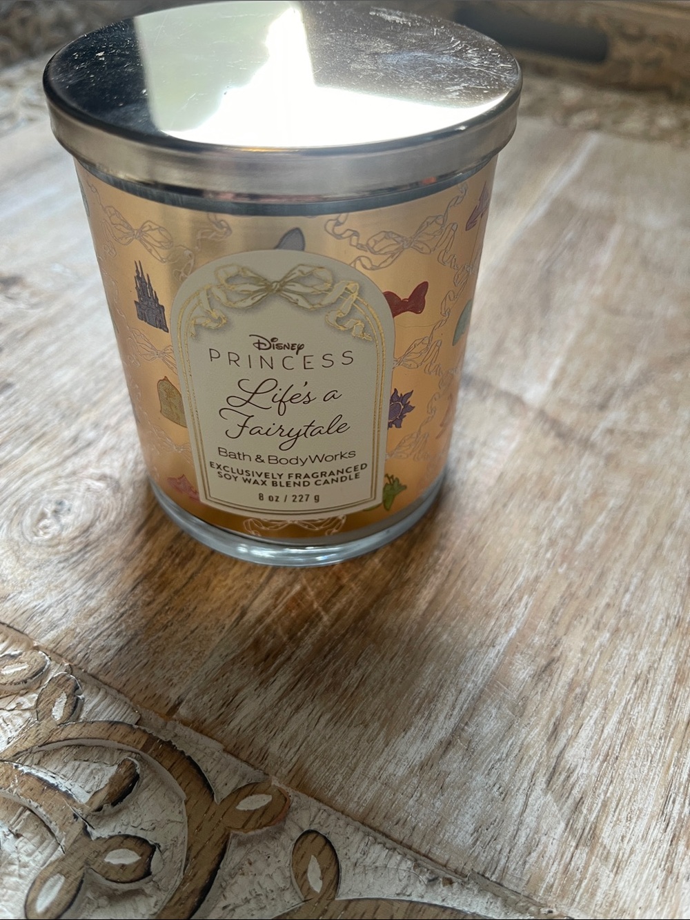 Bath & Body Works Disney Princess Single Wick Candle - Pink & Gold Accents